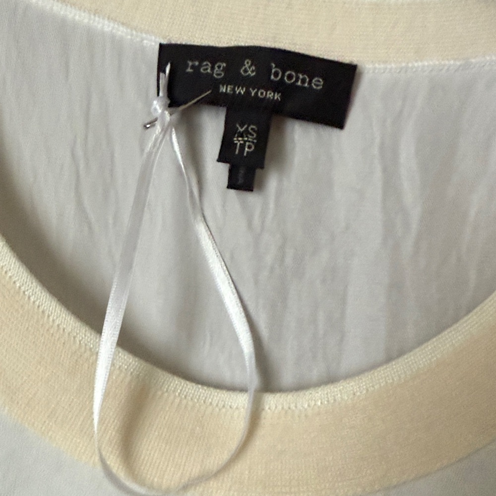 Rag & Bone NWoT White and Cream Trimmed Top Sz XS - Picture 4 of 7